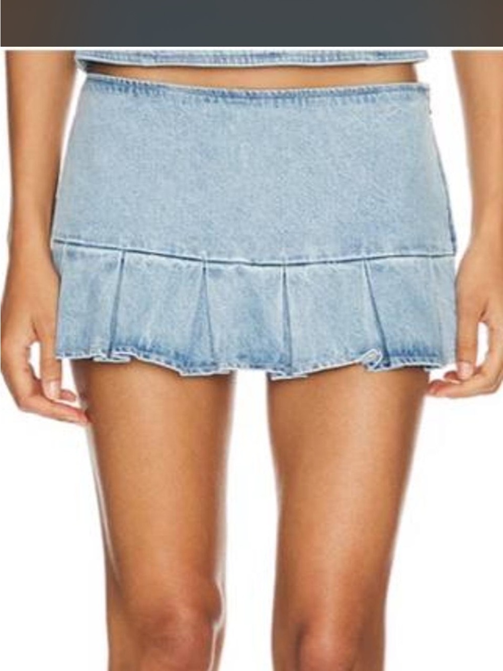 Lioness Light Blue Denim Ruffle Mini Skirt